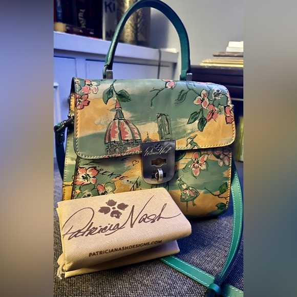 Patricia Nash Chauny Frame Satchel Beautiful Girl Collection Italian Leather - Picture 2 of 3